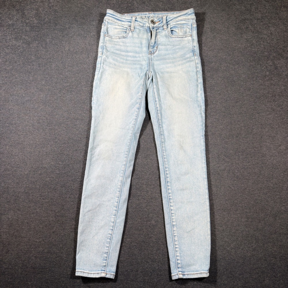American Eagle Hi-Rise Jegging Women 4 Short‎ Light Wash Stretch Blue Boho Mom